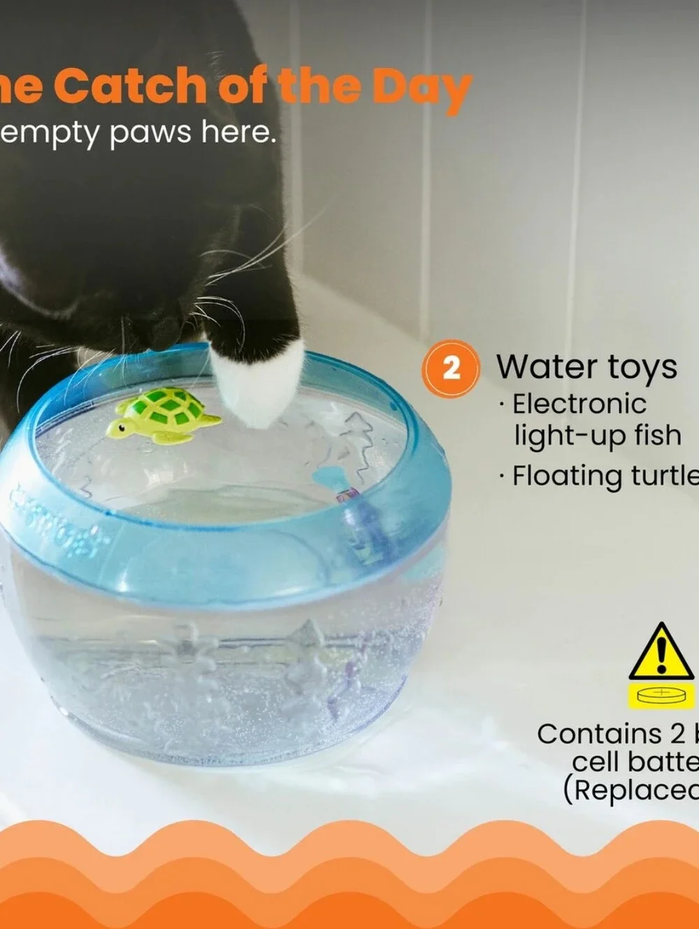 Catstages Meow-smerizing Fish Bowl Interactive Cat Toy-Electronic Swimming Fish